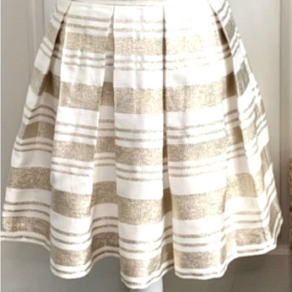 Love Reign gold and cream pleated skirt. Size 3.